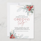 Invitation Élégante verdure d'hiver Bureau fête de Noël (Devant)