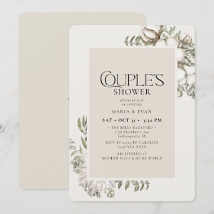 Invitation Elégante verdure d'hiver Floral Couple's Douche