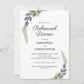 Invitation Élégante verdure Dîner de répétition Turquoise et  (Devant)