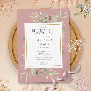 Invitation Élégante verdure Dusty Rose Bridesmaids Déjeuner