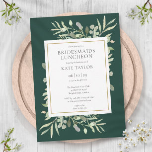 Invitation Élégante verdure Émeraude Bridesmaids Déjeuner