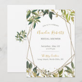 Invitation Elégante verdure en Fête des mariées Florale Or (Devant / Derrière)