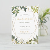 Invitation Elégante verdure en Fête des mariées Florale Or (Debout devant)