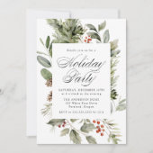 Invitation Elégante verdure et fête de vacances Holly Berries (Devant)