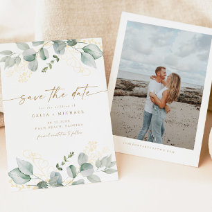 Invitation Élégante verdure et mariage d'or Enregistrer la da