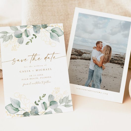 Invitation Élégante verdure et mariage d'or Enregistrer la da