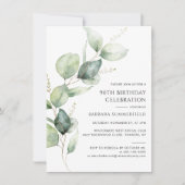 Invitation Elégante verdure Eucalyptus 90e anniversaire (Devant)