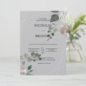 Invitation Elégante verdure Eucalyptus Mariage Feuille Invita (Debout devant)