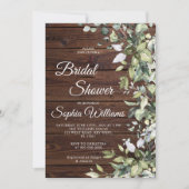 Invitation Élégante verdure Fête des mariées en bois rustique (Devant)