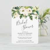 Invitation Elégante verdure Fête des mariées florale blanche (Debout devant)