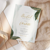 Invitation Elégante verdure Fête des mariées or Aquarelle