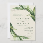 Invitation Elégante verdure Feuille Jardin Mariage tropical (Devant)