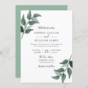 Invitation Elégante verdure Feuille Mariage de printemps