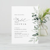 Invitation élégante verdure fleurie sauge verte nuptiale (Debout devant)