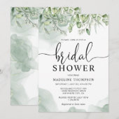 Invitation Elégante verdure Florale Eucalyptus Fête des marié (Devant / Derrière)