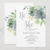 Invitation Élégante verdure Florale Lui ou elle Genre Révéler (Devant / Derrière)