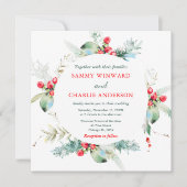 Invitation Elégante verdure Florale Mariage d'hiver (Devant)