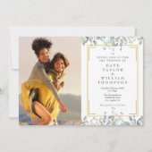 Invitation Élégante verdure Florale Photo QR Code Mariage (Devant)