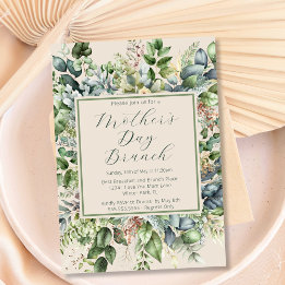 Invitation Élégante verdure florales atténuées brunch de la f