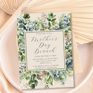 Invitation Élégante verdure florales atténuées brunch de la f