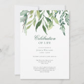 Invitation Elégante verdure Funérailles Célébration de la vie (Devant)
