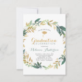 Invitation Élégante verdure Gold Wreath Graduation Party (Devant)