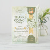 Invitation élégante verdure grainksgiving Rustic Dîner (Debout devant)