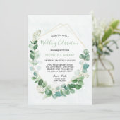 Invitation Élégante verdure + Mariage d'or Célébration (Debout devant)
