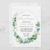 Invitation Élégante verdure + Mariage d'or Célébration (Devant / Derrière)