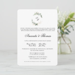 Invitation Elégante verdure minimaliste mariage espagnol