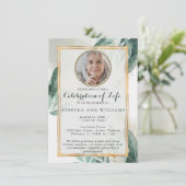 Invitation Élégante verdure Nature Gold Célébration de la vie (Debout devant)