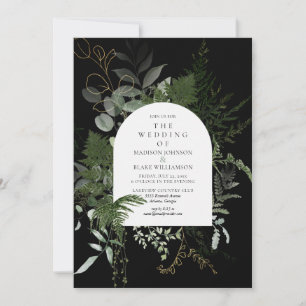 Invitation Elégante verdure noir blanc Mariage