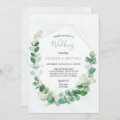 Invitation Elégante verdure Or tout en un Mariage (Devant / Derrière)