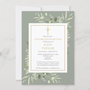 Invitation Élégante verdure Photo Célébration de la vie Funér
