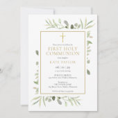 Invitation Élégante verdure Photo Première Communion sainte (Devant)