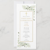 Invitation Élégante verdure Première Communion sainte (Devant)
