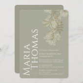 Invitation Élégante Verdure Sage Vert Floral Foliage Simple (Devant / Derrière)