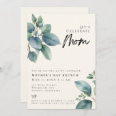 Invitation Elégante verdure Simple journée de mère BRUNCH (Devant / Derrière)