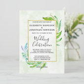 Invitation Élégante verdure Simple Mariage de feuillage (Debout devant)