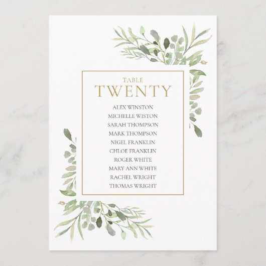 Invitation Élégante verdure Tableau Numéro 20 Tableau de sièg (Dos)
