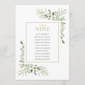 Invitation Élégante verdure Tableau numéro 9 Tableau de siège (Devant)