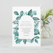 Invitation Elégante verdure Turquoise Aquarelle Mariage moder (Debout devant)