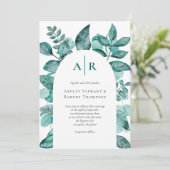 Invitation Elégante verdure Turquoise Aquarelle Mariage moder (Debout devant)