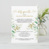 Invitation Élégante verdure Verdure et dorée Bébé Parsemer (Debout devant)