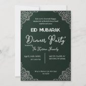 Invitation élégante verte foncée EID MOUBARAK (Devant)
