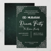 Invitation élégante verte foncée EID MOUBARAK (Devant / Derrière)