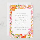 Invitation Elégante Vibrant rose Orange Couples Floral Douche (Devant)