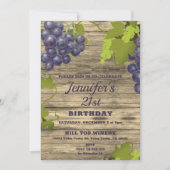 Invitation Élégante vignes de raisin 21e anniversaire Invitat (Devant)