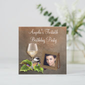 Invitation Elégante Vin Blanc Femme Photo Anniversaire (Debout devant)