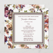 Invitation Elégante Vin Floral Fête des mariées à thème (Devant / Derrière)